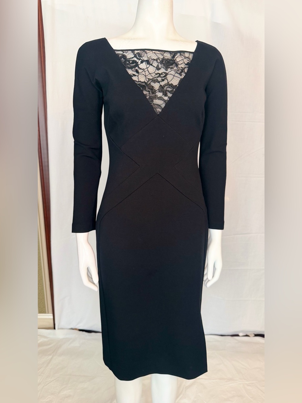 Emilio Pucci Black Midi Dress with Lace Inset